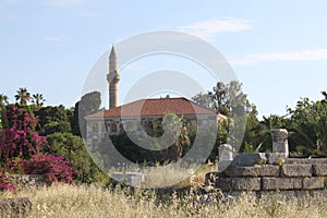 Kos Island (Cos Island) ancient greek ruins and church. Greece. Sunny day photo